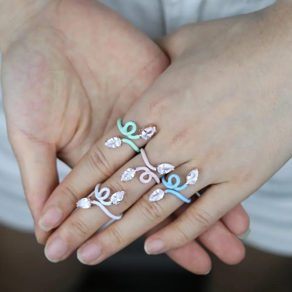 1pcs Bea Bongiasca Mix Match Dopamine Colorful Rainbow Silver Wrap Ring Earrings